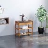 C&AHOME Bamboo Shoe Bench, 3-Tier Shoe Rack Entryway