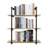 YU YUSING 3 Tier Industrial Pipe Shelf with Wood & Metal