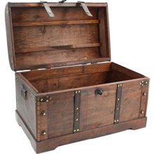 Well Pack Box Wooden Storage Chest - Artisan Crafted Dark Brown Chests for Living Room, Bedroom, and More
