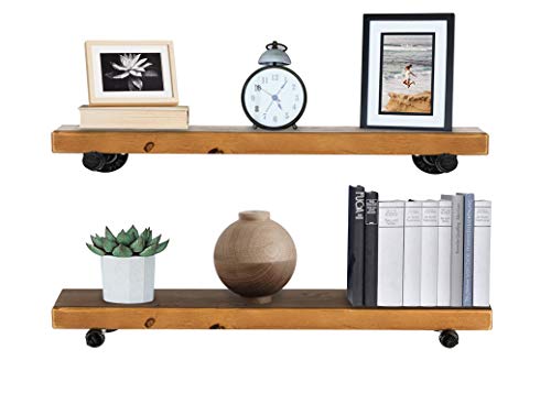TEN49 Industrial Floating Pipe Shelves – Rustic Wood & Iron for Modern Interiors