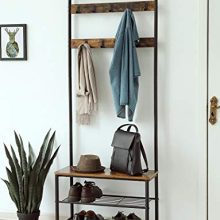 VASAGLE Industrial Coat Rack, Hall Tree Entryway Shoe Bench