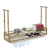 Hanging Wine Rack with Glass Holder and Shelf,Adjustable Metal
