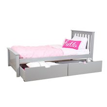 Max & Lily Solid Wood Twin Bed with Under-Bed Storage Drawers – High Weight Capacity, No Box Spring Needed