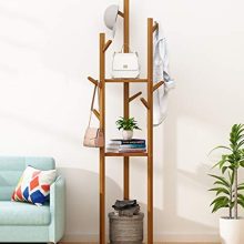 2 in 1 Coat Stand Hat Rack with Stylish Looking 9 Hooks 3 Shelves Tree Rack