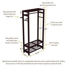 Stony-Edge Wood Coat & Shoe Garment Rack and Hat Stand