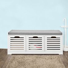 Haotian,White Storage Bench,Shoe Cabinet,Shoe Bench
