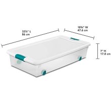 Sterilite quart/53 L Wheeled Latching Box with Clear Base
