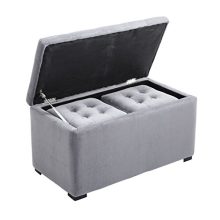 HomCom 3 Piece Tufted Microfiber Storage Bench/Cube Ottoman Set