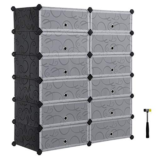 SONGMICS Shoe Rack, DIY Plastic Storage Organizer,Modular closet cabinet