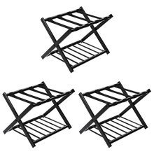 Tangkula Luggage Rack (Set of 3), Folding Metal Suitcase Luggage Stand