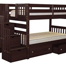 Bedz King Stairway Bunk Beds Twin over Twin with 3 Drawers in the Steps
