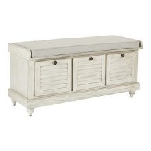 Office Star Dover Storage Bench in White Wash Finish