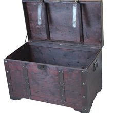 Vintiquewise Large Wooden Antique Storage Trunk, Cherry