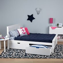 Max & Lily Solid Wood Full-Size Bed with Under Bed Storage Drawers