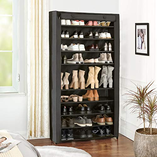 SONGMICS 10-Tier Shoe Rack, Shoe Storage with Dust Cover