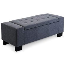 BELLEZE 48" Rectangular Fabric Tufted Storage Ottoman Bench