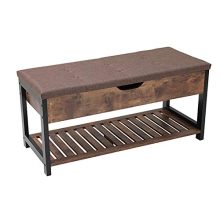 Usikey Shoe Bench with Storage Shelf, Multifunctional Storage Bench