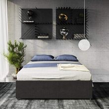 DHP Maven Platform Bed with Upholstered Linen and Wooden Slat Support