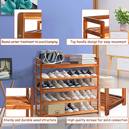 Giantex 5-Tier Wood Shoe Rack Entryway Shoe Shelf Storage Organizer