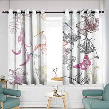 YOFUHOME Country Decor Bedroom Balcony Living Room Curtain Floral Design