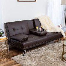Best Choice Products Modern Faux Leather Convertible Folding Futon Sofa
