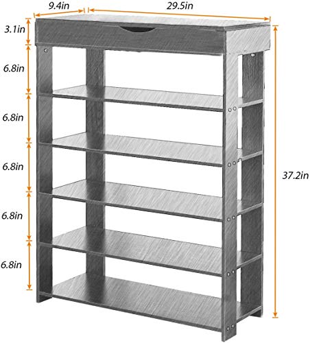 SogesPower 5-Tier Wooden Shoe Rack 29.5 inches Shoe Organizer
