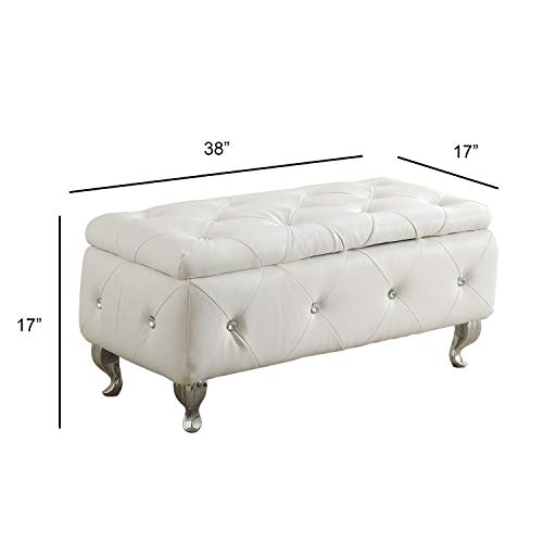 AC Pacific White Crystal Tufted Storage Bench