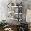 MyGift Modern 3-Tier White Wood Hanging Wall Shelf