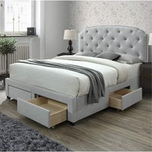 DG Casa Argo Tufted Upholstered Panel Storage Bed, Queen in Platinum Fabric