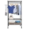 Festnight 3-Tier Rolling Clothes Garment Rack with Shoe Shelf and Hooks Portable