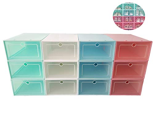 Laitemo Shoe Box,Clear Stackable Storage Shoe Box Organizer