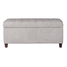 HomePop Ainsley Linen Button Tufted Storage Bench