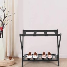 Fine Home Luggage Rack Stand with Shoe Shelf,Compact Folding Design