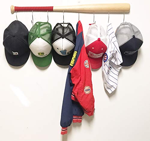 Coat Rack Wall Mount Baseball Bat Cap Hat Towel Jersey Display