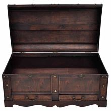 Wooden Treasure Chest - Vintage Style Storage Box Trunk Cabinet for Bedroom and Home Decor - Fast Shipping from USA