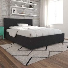 Novogratz Kelly Bed with Storage, Queen, Dark Gray Linen