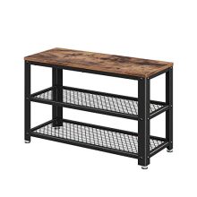 VASAGLE Industrial Shoe Bench, 3-Tier Shoe Rack, Storage Organizer