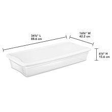 Sterilite Quart/39 Liter Underbed Storage Box, Clear with White Lid
