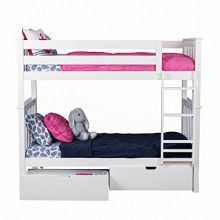 Max & Lily Solid Wood Twin over Twin Bunk Bed with Under Bed Storage Drawers
