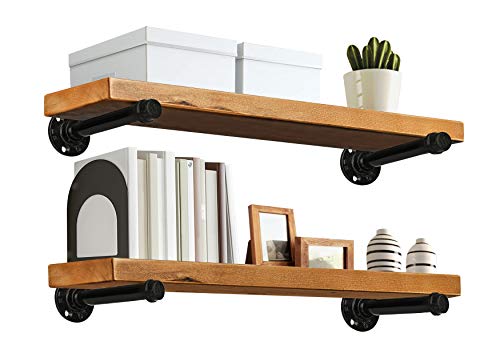 Industrial Wood Shelf - 24" Special Walnut Rustic Wooden Wall Shelves