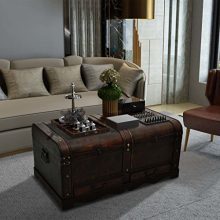 Wooden Treasure Chest - Vintage Style Storage Box Trunk Cabinet for Bedroom and Home Decor - Fast Shipping from USA