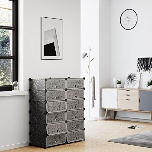 SONGMICS Shoe Rack, DIY Plastic Storage Organizer,Modular closet cabinet
