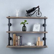 GWH Industrial Pipe Shelf Wall Mounted,3 Tier Rustic Metal Floating Shelves