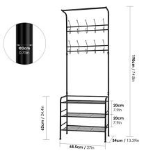Homfa Metal Entryway Coat Shoe Rack 3-Tier Shoe Bench