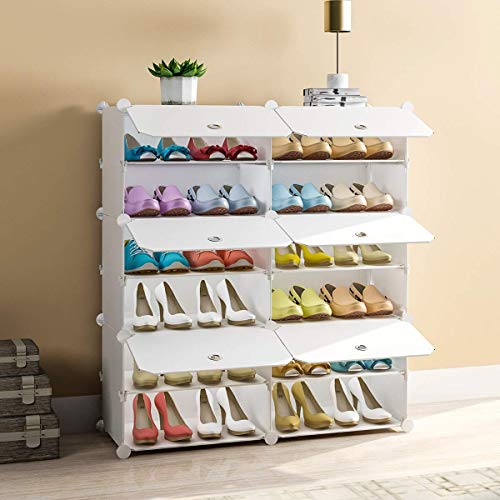 KOUSI Portable Shoe Rack Organizer 24 Pair Tower Shelf Storage Cabinet