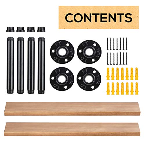 TEN49 Industrial Floating Pipe Shelves – Rustic Wood & Iron for Modern Interiors