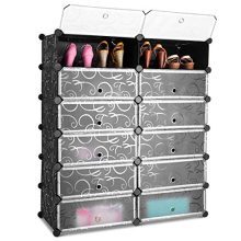 Tangkula Shoe Rack 12-Cube DIY Plastic Shoe Cabinet Storage