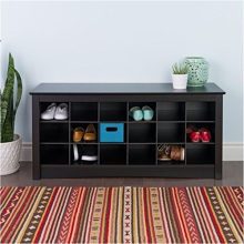BOWERY HILL 18 Cubby Shoe Storage Bench in Black