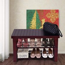 Denzar 3 Tiers Shoe Bench Organizer Rack - Bamboo Shoe Rack