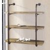 YU YUSING 3 Tier Industrial Pipe Shelf with Wood & Metal